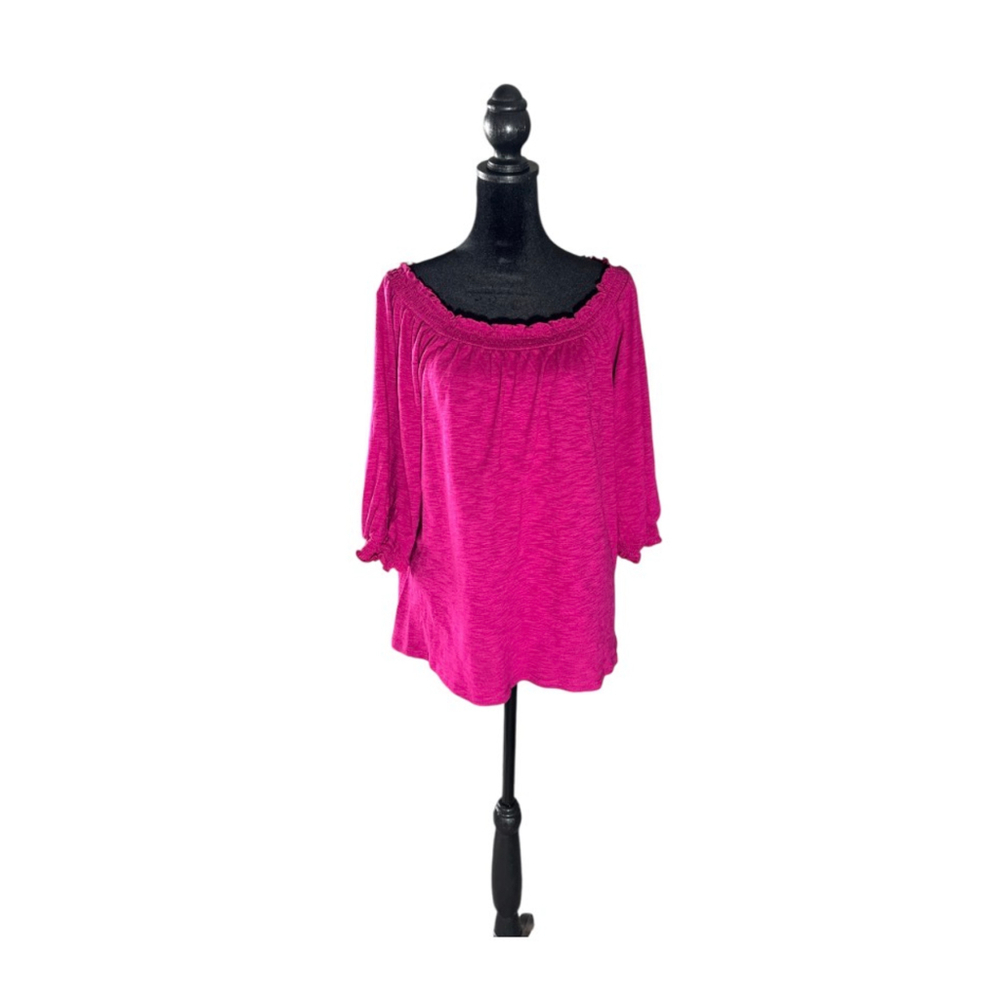 Women's Knox Rose Fuchsia Long Sleeve Off-Shoulder Tee M - Picture 2 of 8